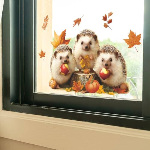 Vinilo decorativo Erizos otoñales Woodland para pared miniatura 4