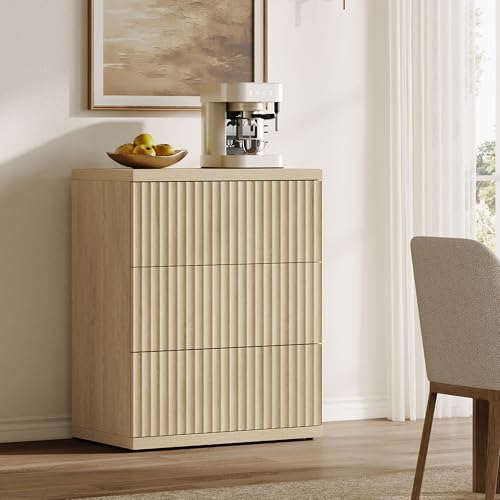 Image of SICOTAS Fluted Buffet Sideboard Cabinet with Larger Drawers, Modern Credenza Accent Sideboard with Storage, Mid Century Media Console Coffee Bar Table for Dining Room Hallway Kitchen (2 PCS)
