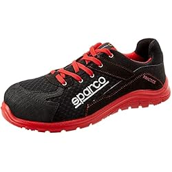 Calzado De Seguridad Sparco Practice Sparco Teamwork Scarpa Antinfortunistica Da Lavoro-Bassa per UOMO E DONNA-PRACTICE-S1P SRC, Botas de Seguridad y contra Incendios Unisex Adulto, Nero/Rosso, 44 EU