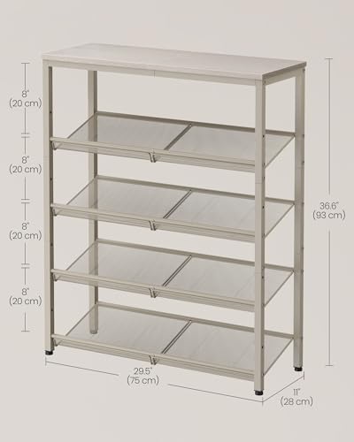 Image of VASAGLE Shoe Rack for Entryway, Freestanding, Adjustable, Industrial | 5-Tier Shoe Rack Organizer with Storage Shelves and Spacious Top, Cappuccino Beige and Oatmeal Beige ULBS038L01
