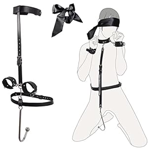 BDSM bondage set met siliconen mondknevel, verwijderbare metalen anaalhaak, verstelbare handboeien, riem en erotisch…