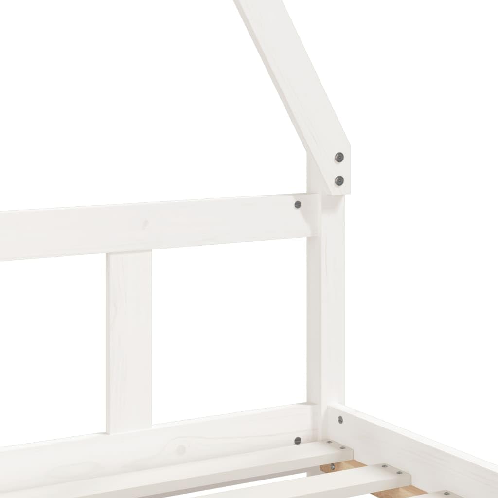 vidaXL Estructura de Cama para niños Madera de Pino Blanco 90x190 cm, Cama Infantil, Cama Individual para niños, Cama Forma de casa, Cama para niños