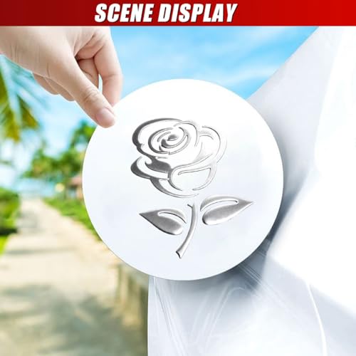 Image of 3D Rose Car Sticker Decal, Waterproof PVC Auto Bumper Stickers, 3.9'' x 3.1'' Cute Flower Car Window Decals, Vehicle Exterior Decoration Accessories for Wall, Mirror, Laptop (Silver)