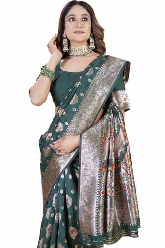 Sari en soie Banarasi couleur Firozi pour rayonner aux festivals et célébrations