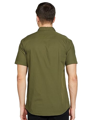 Image of Amazon Brand - Symbol Men's Cotton Shirt | Casual | Plain | Half Sleeve | Summer - Regular Fit (Available in Plus Sizes)