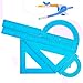 Zonon 1 Set Plastic Geometry Math Set 7 Pcs Includes 6'' / 4 '' Protractor, Drawing Compass, 45/60 Degree Triangle Rulers, 12'' / 6'' Math Ruler Transparent for Office Supplies(Blue)