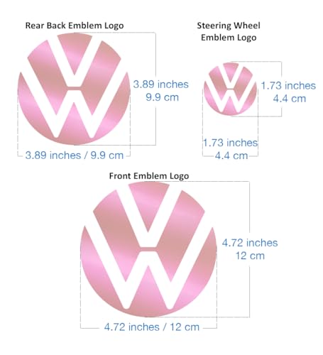Image of IPG Decal Made for VW 2021 Passat Polo Tiguan Golf Rear /Front Emblem Logo Decals Stickers Set (4 Units) (PinkPearl)