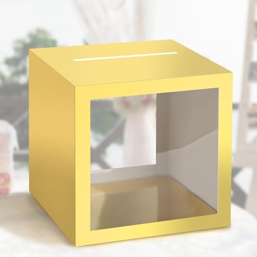 Image of Gold Card Box Wedding Favors Gift Card Boxes Post Box Cardboard Receiving Money Box Holder for Wedding Reception, Baby Showers, Anniversary, Birthday Party, Retirement, Graduation Envelope Holder