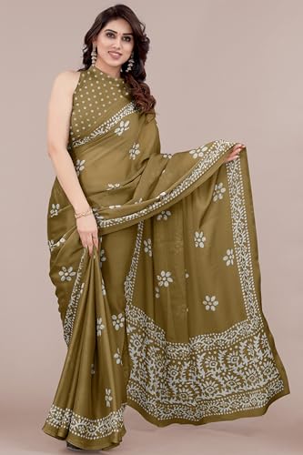 Image of MIRCHI FASHION Saree for Woman Chiffon Batik Printed | Lightweight Daily Wear Women's Office Sari with Blouse Piece (Available in 40 Colours)