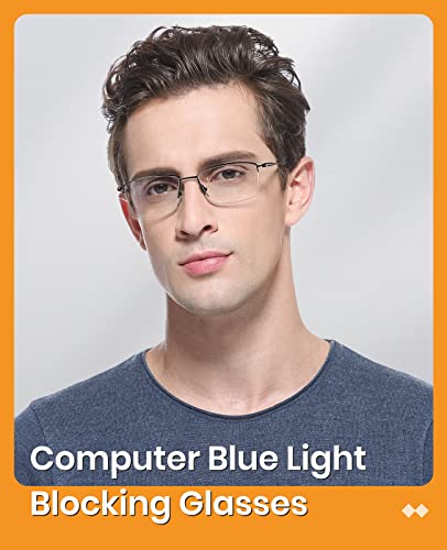 Image of Cyxus 11g Titanium Small Blue Light Glasses for Men Crystal Lens Rimless Glasses UV Blocking Gaming Eyeglasses Frame 8603T01