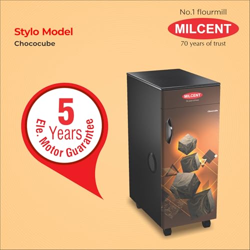Image of Milcent Stylo Flour Mill (Coco Cube) | Fully Automatic Atta Chakki for Home | 1 HP ISI Motor | Stainless Steel Container | Auto Start /Stop | Child Safety Lock | Domestic Flour Mill Machine