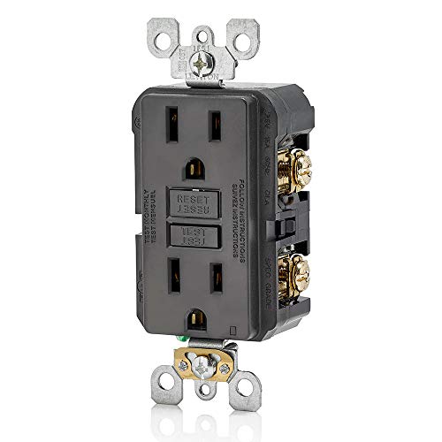 Image of Leviton GFCI Outlet, 15 Amp, Self Test, Non Tamper-Resistant with LED Indicator Light, Protection from Electric Shock and Electrocution, GFNT1-E, Black