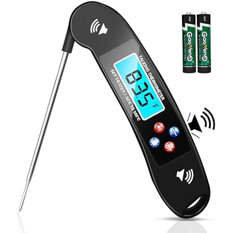 Awaiymi Digital Talking Thermometer for The Blind, Waterproof Instant Read Food Thermometer with Talking Function & Backlight, Meat Thermometer with Probe for Cooking and Grilling, and More Cover