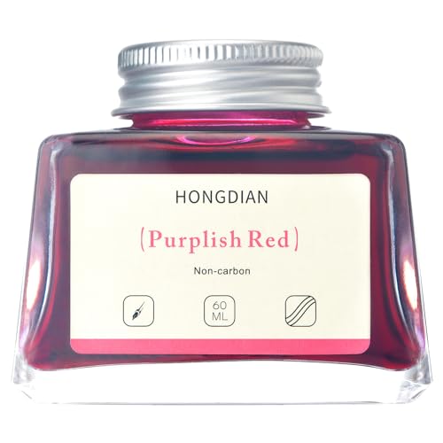 Image of Hongdian Fountain Pen Bottled Ink Purplish Red Color, 60ml Non Carbon Inkwell Bottle, Artist Calligraphy Ink