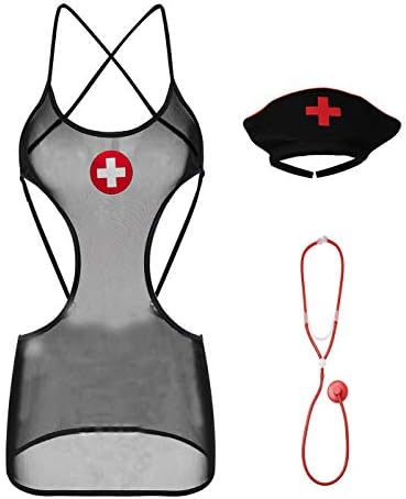 EDENIGHT Nurse Costume Women Doctor Halter Christmas Teddy Lingerie Cosplay Outfit