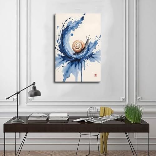 Impression sur toile escargot et vague de qualité premium