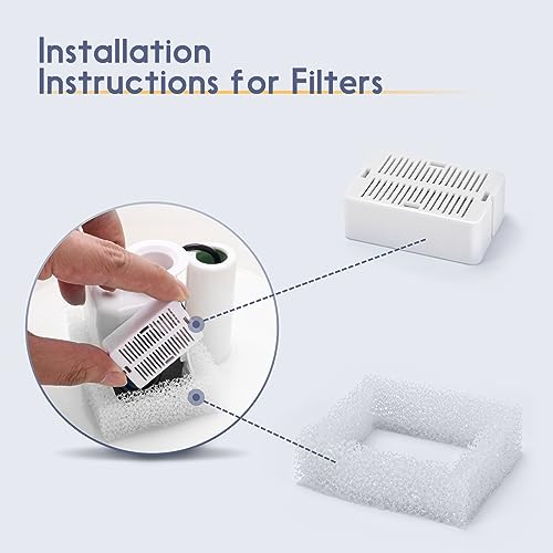 Image of Lawfery 16 Pack Ceramic Cat Water Fountain Filters Replacement, 16 Cat Fountain Filters and 4 Pre-Filter Sponges for Ceramic Pet Water Fountains (16+4)