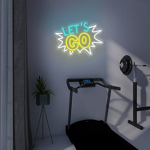 Image of Let's Go Neon Sign Led Light USB Powered Dimmable Let's Go Neon Light Sign for Home Bedroom Club Gym Bar Wall Bachelorette Party Wedding Decor