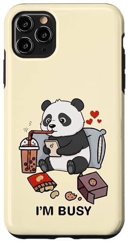 Funny Panda Im Busy Boba eB[ XibN  j̎q ̎q LbY X}zP[X iPhone 11 Pro Max p