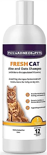 Image of Fresh-Cat Aloe Vera & Oats Shampoo for Cats - Hydrates Dry Skin, Moisturizes, and Promotes Soft, Shiny Coat - 12 oz