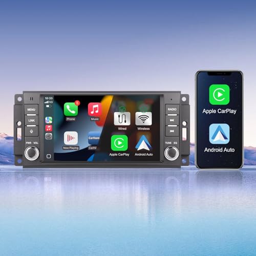 Carplay/Android Auto Autoradio pour Jeep Wrangler JK Dodge Ram/Cherokee/Chrysler 300C/Chevrolet Bluetooth/FM/AM RDS