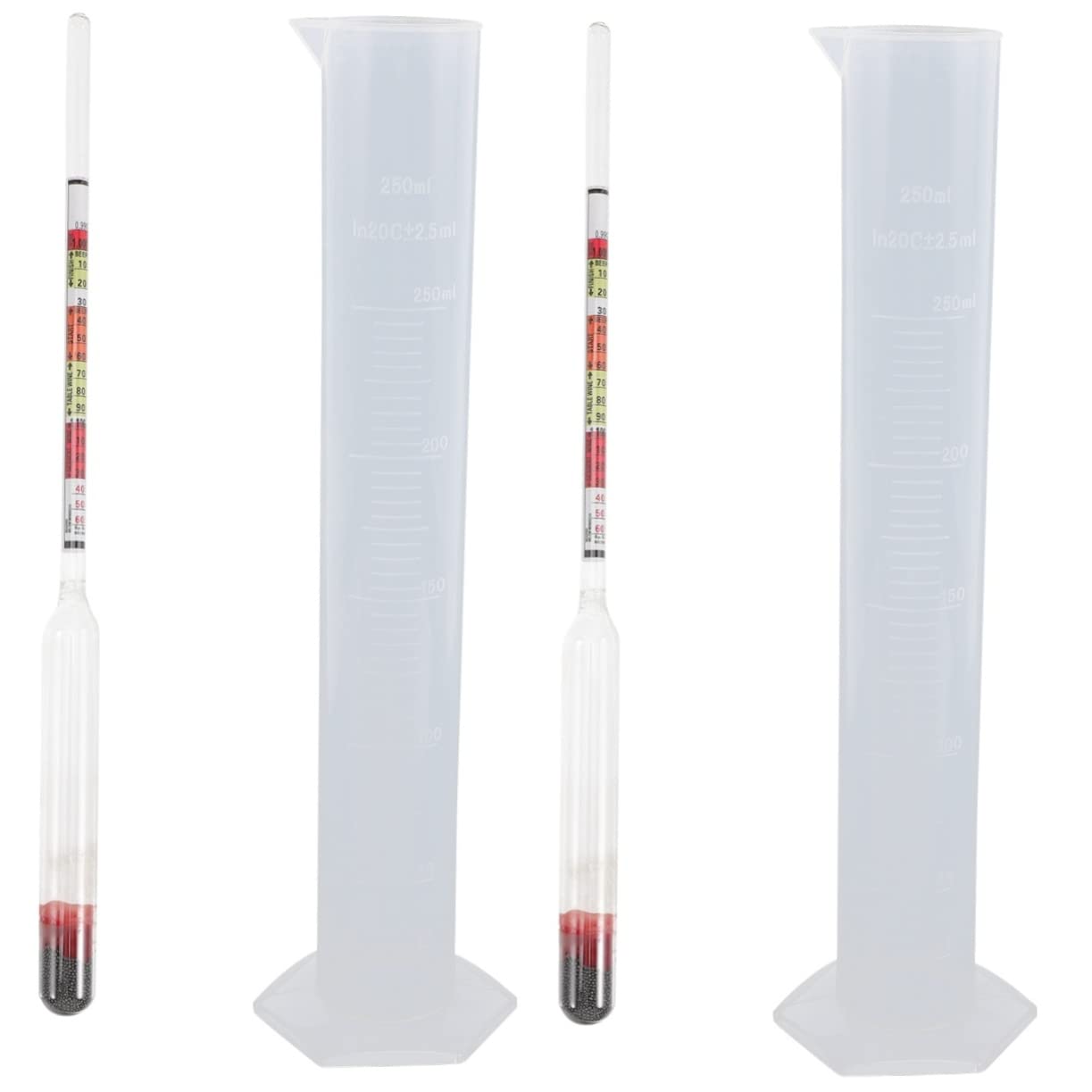 NAMOARLY 2 Sets American Attenuation Meter Hydrometer Kit Triple Scale Hydrometer Tester Mead Making Kit Brix and Test Kit Hydrometer Test Jar Hydrometer and Test Jar Mead Kit Glass