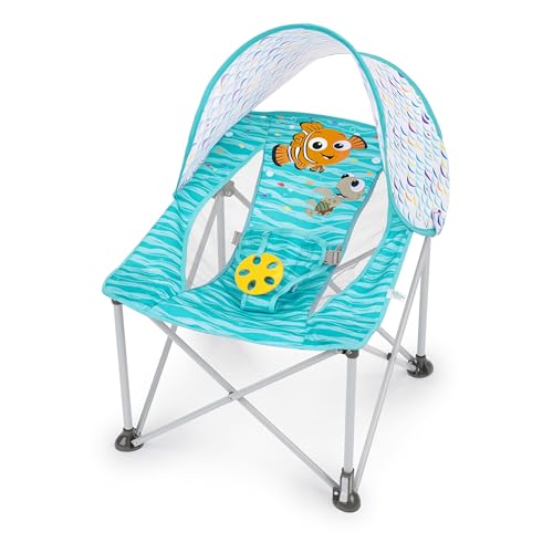 Image of Bright Starts Disney Finding Nemo Pop 'N Chill Travel Seat, Indoor/Outdoor Use, Infant Seat with UPF 50+ Canopy, Blue, Ages 0-6 Months