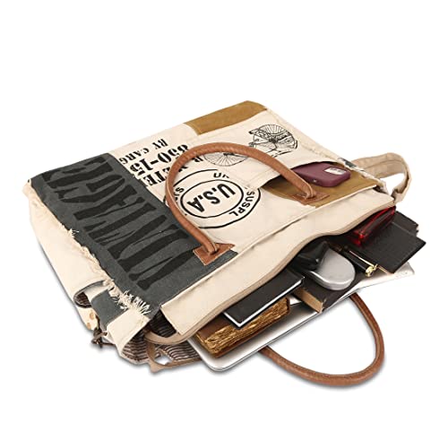 KPL Sel De Mer Upcycled Canvas and leather Hand Bag Cowhide Tote Bag shopping bag carry on leather bag4