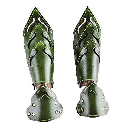 Bnjghcug Brazalete De Cuero De Samurái Medieval Armadura De Brazo-Muñequera De Guantelete De Caballero Verde Retro Gótico-Accesorio De Disfraz De Pirata Vikingo,A Cover