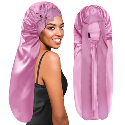 Bonnet satin cheveux longs protection anti-frisottis tresses et locks
