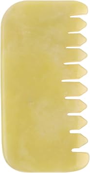 Natural Jade Stone Massage Comb Guasha Board Comb Shape Multifunctional Handheld Head and Meridians Massage Tools for Head Caring, Relax Health CareYellow B