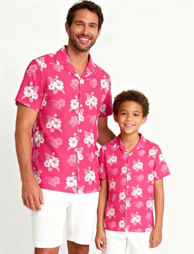Image of SANGTREE Family Matching Hawaiian Outfits , Casual Beach Travel Clothes ，Vacation Clothing Set for Women & Men & Girls & Boys