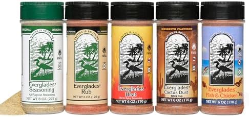Everglades Seasoning Sampler - 5 BBQ Rub Flavors - 6 oz, Pack of 5