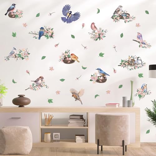 ANHUIB Birds Window Stickers,Hummingbird Window Clings,Flowers and Birds Wall Stickers For Living Room,Anti-Collision Window Decals,Flower Wall Sticker,Animal Wall Decal for Kids Bedroom Nursery Decor - Image 4