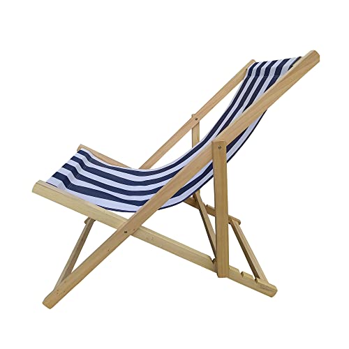 Outdoor Folding Reclining Foldable Wood Patio Chairs (Dark Blue) #TOP6