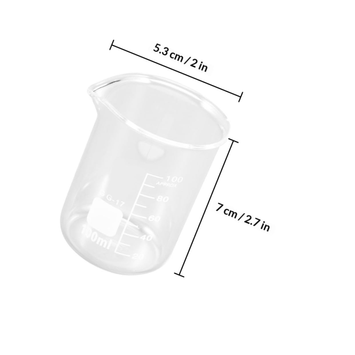VANZACK 100ml Glas Messbecher 10 Stück, Transparent, mit Skala | Laborbecher für Flüssigkeiten, Leicht und Tragbar, Einfach zu Reinigen, Klar Lesbar