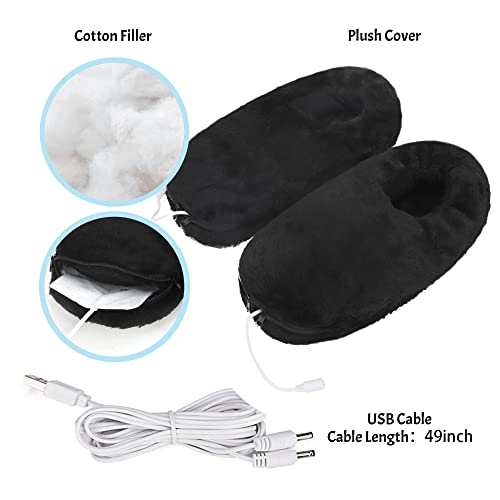 Electric Heated Thick Padded Plush Slippers, Men Women Winter USB Rechargeable Heating Pad Bootie Foot Heater Pull on Shoes Anti-Slip Thermal Indoor Slippers Boots Foot Warmer4