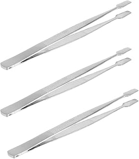 False Lash Applicator Tool 3pcs Stainless Steel Stamp Tweezer, Flat Tip Tweezers, False Eyelash Tweezer, Portable Stamp Nipper for Stamps Collection Stainless Steel Tweezers