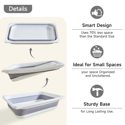 Cubo de Almacenamiento Plegable, Lavabo Plegable Plato Bañera Fregadero, Espacio Grande Gris - Imagen 4 de 29