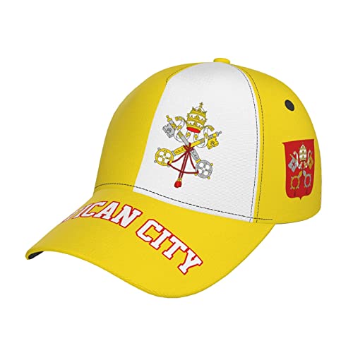JUZGTSIT Casquette de baseball drapeau de la ville du Vatican avec imprimé complet pour homme - Chapeau de patriotisme - Casquette de football - Noir, multicolore, Taille unique