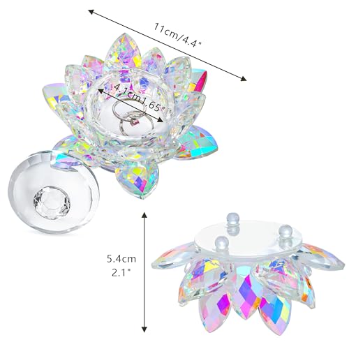 H&D Hyaline & Dora 4.5'' Crystal Lotus Flower Jewelry Box Crystal Glass Jewelry Box With Lid Flower Shaped Glass Trinket Dish For Rings Earrings Necklaces Bracelet thumb #4