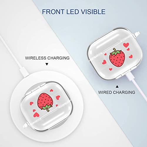 Lsl Compatible With Airpods 3 Case Clear Cute Red Strawberry Soft Silicon Flexible Skin Protective Shockproof Cover With Wrist Lanyard For Airpods 3Rd Generation Charging Case For Women Girls #TOP3