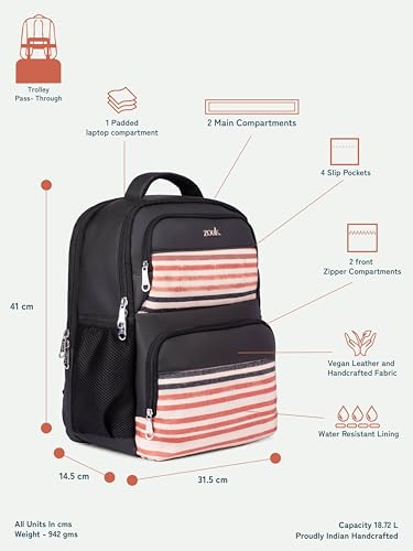 Image of ZOUK Vegan Leather Men's Pro backpack |Laptop Backpack 15.6 Inch | Large 18.7 L | Travel Backpacks | Weekender trip rucksack |Trekking