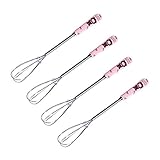 Cherion 4PC Egg Whisks, 7.5' Cartoon Ceramic Handle Stainless Steel Seater Manual Mini Agitator Kitc