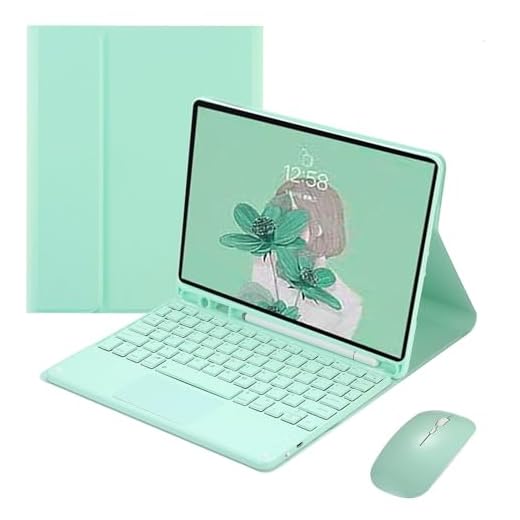 SAMTUNK Capa teclado Samsung Galaxy Tab A8 10.5" 2022/2021, Capa teclado touchpad Retro com teclas Square e mouse Teclado colorido bonito Teclado sensível ao toque removível Capa -verde