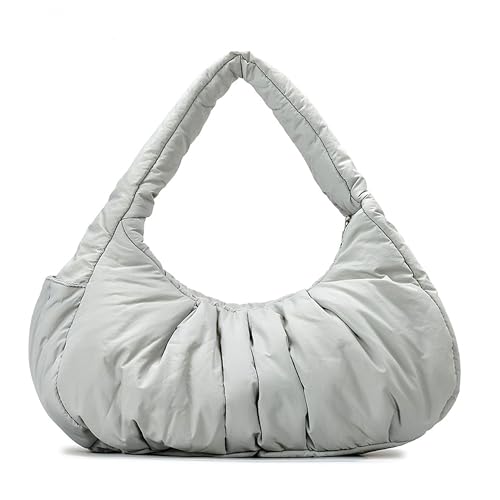 Image of NEWBELLA Women's Puffy Shoulder Bag Soft Nylon Lightweight Ruched Crescent Purse with Multiple Pockets for Travel Work