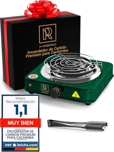 M. ROSENFELD Premium Hornillo Eléctrico Carbon Cachimba Shisha para Encender Las Brasas De La Shisha Hornillo Cachimba Blackheat (1000w con Una Longitud De Cable De 140cm)