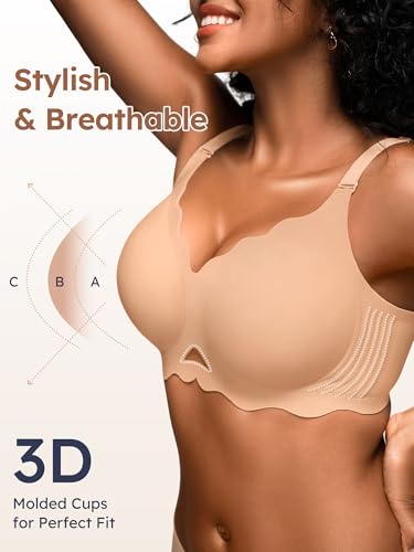 Image of Seamless Jelly Bras for Women - Wireless Gel Bra No Underwire with Support Full Coverage Comfort T-Shirt Bralette