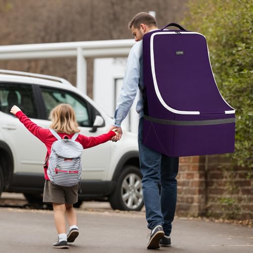 Image of YOREPEK Padded Carseat Travel Bag for Airplane, Car Seat Travel Backpack with Shoulder Straps, Gate Check Car Seat Bags for Air Travel, Toddler Airplane Travel Essentials