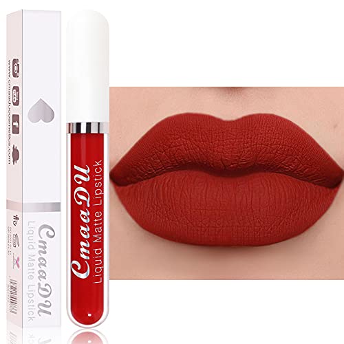 Maritown 18 Colors Liquid Matte Lipstick Lip Glosses Cup Non-Stick Waterproof Liquid Lipstick Long Lasting Velvet Smooth Lip Glaze Lips Makeup